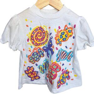 Vintage 90s Colorful Kids T-shirt Candy and butterfly Color Track size 3T
